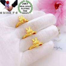 OMHXFC Wholesale YM49 European Fashion Hot Fine Woman Girl Party Birthday Wedding Gift Rabbit Hare With Glasses 24KT Gold Ring 2024 - buy cheap