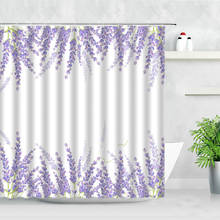 Conjunto de cortina de chuveiro floral, lavanda, flores, folhas verdes, impressão 3d, decoração da casa, banheiro, tecido à prova d'água, cortinas de banho 2024 - compre barato