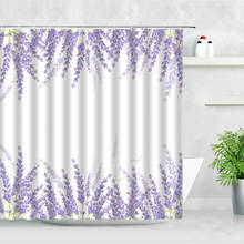 Floral Shower Curtain Set Purple Lavender Flowers Green Leaves 3D Printing Home Bathroom Decor Waterproof Fabric Bath Curtains 2024 - buy cheap