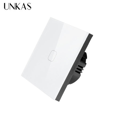 UNKAS 1 Gang 1 Way Touch Switch 220V EU Standard Wall Light Touch Screen Switch Crystal Glass Panel LED Light Touch Switch 2022 - buy cheap