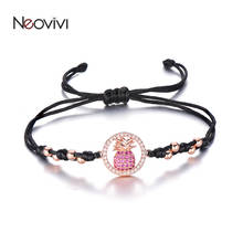 Neovivi Round Pineapple Charm Bracelets Fruit Micro Pave Colorful Zircon Red Black Rope Weave Bracelet String Jewelry Women Girl 2024 - buy cheap