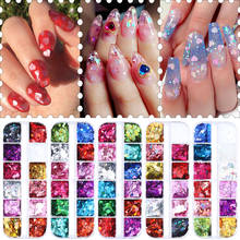 12Grids  3D Colorful Shining Love Heart Nail Sequins Flakes Cute Paillette Holographic Manicure Fashion Nails Art Decorations 2024 - buy cheap