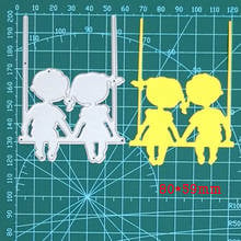 Детства Милая мальчик девочка качается металлический Трафаретный вырубной штамп для штампы трафареты для скрапбукинга "сделай сам" Бумага открытки в альбом декор тиснение 2024 - купить недорого