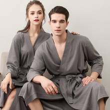 Amantes dos homens banho robe waffle chuveiro pijamas robe masculino feminino roupão longo mulher homem pijamas casais casa wear 2024 - compre barato