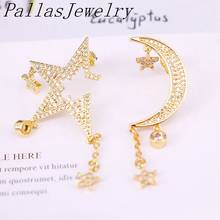 4 Pairs, New Fashion Gold Color Earrings Clear Cubic Zirconia Earrings Star Moon Female CZ Micro Pave Jewelry For Woman Gift 2024 - buy cheap