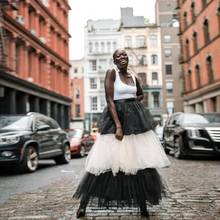 Falda Maxi de tul para mujer, faldas largas escalonadas en blanco y negro, de calle, a la medida, 2020 2024 - compra barato
