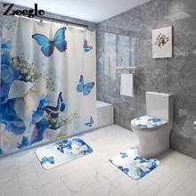 Floral Bath Mat and Shower Curtain Set Shower Curtain with Rugs Anti Skid Bathroom Carpet Toilet Foot Pad Bath Mat Europe 2024 - buy cheap