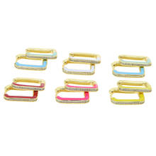 Colorful Women Jewelry Gold Color Neon Enamel Rectangle Mini Small Hoop Earring 2024 - buy cheap