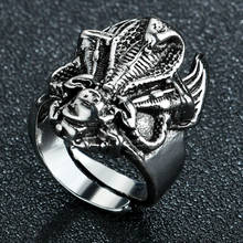 Кольцо в виде змеи унисекс, массивное модное винтажное кольцо в стиле панк, в форме змеи, кобры, рок 2024 - купить недорого