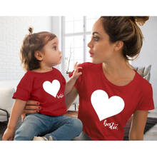 Family Matching Outfits Mother And Daughter Clothes mommy and me clothes Heart Printed Cotton T-Shirt Cute Tops lovely Blouse 2024 - buy cheap