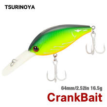 TSURINOYA  Fishing Lure DW21 High Quality Hook Lure 64mm 16.5g  Crank Fishing Bait Diving Depth 2.5-3.2m Hard Bait 2024 - buy cheap