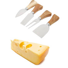 4 unids/set cuchillo de queso con mango de madera de bambú equipo para cortar cocina herramienta de cocina cortador de queso Gadget cuchillos rallador de queso tablero conjunto 2024 - compra barato