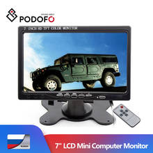 Podofo-monitor de 7 polegadas para carro, tela retrovisora, hdmi, vga, av 2, entrada de vídeo, pc, áudio e vídeo, display, controle remoto 2024 - compre barato