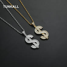 TUNKALL Brass Pendant $ dollar Micro pave with CZ Bling Bling Mens Pendant Necklace Iced out Hip Hop Jewelry CN359 2024 - buy cheap