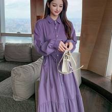 Heydress Spring Summer Women Oversize Long Shirt Dress Turn-Down Collar Button Solid Vintage Elegant Dress 2024 - buy cheap