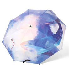Dobrável mini bolso guarda-chuva chuva feminino masculino à prova de vento revestimento preto sol guarda-chuvas presentes três dobrar automin paraguas 2024 - compre barato