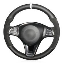 Capa de volante de carro de camurça couro genuíno macio costurada à mão para mercedes benz c180 c200 c260 c300 b200 2024 - compre barato