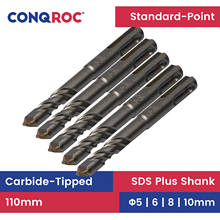Brocas de mampostería SDS Plus de 110mm, brocas de martillo con punta de carburo de punto estándar, 5mm, 6mm, 8mm, 10mm, 5 unidades 2024 - compra barato