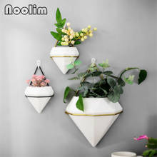 Maceta hidropónica de cerámica para colgar en la pared, maceta creativa de suculentas, bonsái de flores artificiales de porcelana blanca 2024 - compra barato