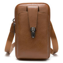 Bolsa de couro masculina, bolsa de ombro de couro genuíno para homens pequenos, bolsa crossbody de couro natural, fashion 2024 - compre barato