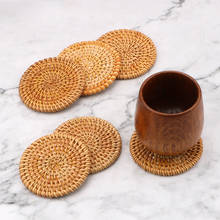 6Pcs/Set coaster rattan placemat woven tea set mat Kung Fu tea cup holder table plate bowl anti-scalding mat 2024 - buy cheap