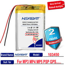 New Arrival [ HSABAT ] 2500mAh 103450 Replacement Battery for GPS navigator MP5 GPS Bluetooth Speaker headset e-book 2024 - buy cheap