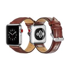 Correa de cuero de vaca genuino para Apple Watch, pulsera con hebilla de Metal para Iwatch Series 6 SE 5 4 3 2 1, 40MM 44MM 38MM 42MM 2024 - compra barato