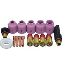 TIG-Kit de boquillas de alúmina para soldar, pinzas de lente de Gas rechoncho, tapa trasera para SR WP 17 18 26 Series 16 Uds., promoción 2024 - compra barato