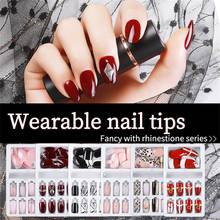 24pcs New Fashion Designed Crystal Artificial False Nail Tips Set Full Cover Detachable Press On Nails Art Fake Extension Tips 2024 - buy cheap