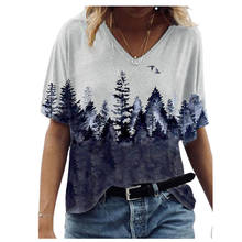 Женская футболка с V-образным вырезом, Свободный Повседневный удобный мягкий пуловер с принтом, лето 2021 2024 - купить недорого