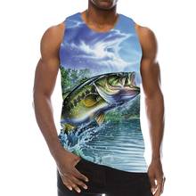 Top 3d sem mangas para homens e meninos, camiseta esportiva sem mangas para feriados e pesca da natureza 2024 - compre barato