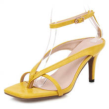 Sandálias femininas de salto fino, com fivela de metal, elegante, sandálias romanas, sapatos de verão para mulheres 34-43 2024 - compre barato