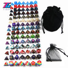 T & G-dados de colores con bolsa negra, juego completo de 15 juegos de D4, D6, D8, D10, D10 %, D12, D20 para juego de mesa RPG, DND, 105 2024 - compra barato