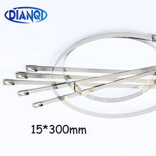 100pcs 15*300mm 15x300mm 15mmx300mm Latching Self-Locking Stainless Steel Zip Cable Tie Lock Tie Wrap   cable ties 201 304 316 2024 - buy cheap