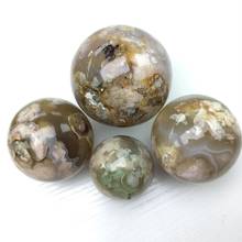 Natural Cherry blossom agate ball quartz crystals sphere healing stones feng shui crafts 2024 - buy cheap