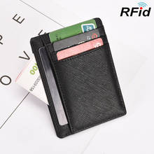 RFID Cow Leather Sweet Fashion Candy Color Business Card Holder  Womens Safiano Cross Pattern Wide Plus Size id card Case Wallet 2024 - buy cheap