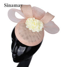 Nice Show Party Millinery Mesh Caps Dark Peach With Ivory Flower Women Fascinator Hat Headband Elegant Fancy New Headpiece 2024 - buy cheap