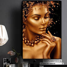 Sexy Nude African Art Black and Gold Woman Oil Painting on Canvas Cuadros Posters and Prints Wall Art Picture for Living Room 2024 - buy cheap