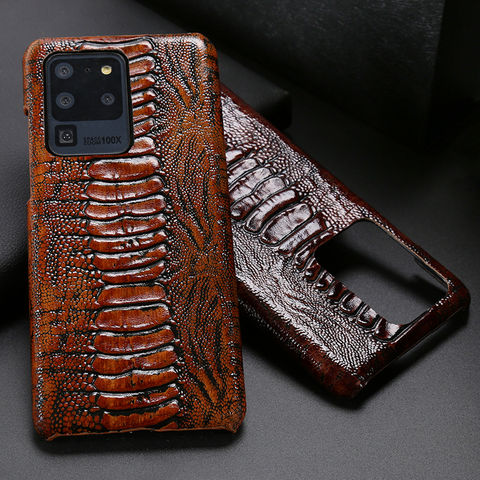 Leather Phone Case For Samsung S20 Ultra S7 S8 S9 S10 Lite S10e Note 8 9 10 20 Plus A20 A30 A50 A70 A51 A71 A8 Ostrich Foot Case 2022 - купить недорого