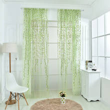 Vime impresso cortina pastoral floral tule cortinas para janela porta da cozinha cortina varanda sala de estar decoração 2024 - compre barato