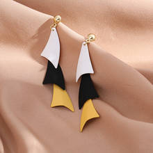 Brincos geométricos triangulares ujbox, joias de borla longa coreana branca, preta, amarela, para mulheres, férias 2024 - compre barato
