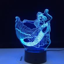 Luz LED nocturna 3D de princesa sirena, lámpara de mesa con mando a distancia, 16 colores, Luminaria para dormitorio, regalo de cumpleaños y Navidad para niños 2024 - compra barato