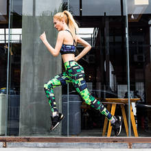 Штаны для йоги, женские спортивные Леггинсы для фитнеса, эластичные леггинсы в полоску с принтом для тренажерного зала и тренировок, S-XL штаны для бега размера плюс S-XL 2024 - купить недорого