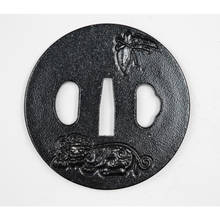 Único handmake forte aço de ferro tsuba guarda para espada japonesa samurai katana com leão e flor tsuba 2024 - compre barato