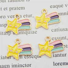 Julie Wang 8PCS Enamel Cartoon Meteor Charms Colorful Star Gold Tone Pendant Bracelet Necklace Alloy Jewelry Making Accessory 2024 - buy cheap