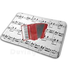Acordeón rojo y partitura-¡Let'S Polka! Alfombrilla antideslizante para dormitorio, Alfombra de color rojo, acordeón y partitura Musical 2024 - compra barato