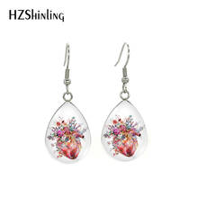 2021 New Painting Anatomy Art Painting Floral Organs Heart with Flowers Patterns Handcraft Jewelry Tear Drop Dangle Earrings 2024 - buy cheap