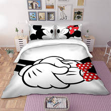 Disney Mickey Minnie Bedding Set Cartoon Duvet Cover Twin Full Queen King White Black Decorative Kids bedlinen 2024 - buy cheap