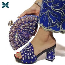 Lastest-zapatos de moda y bolso de fiesta Nigeriano para mujer, conjunto de zapatos y bolso de diseño italiano, decorado con zapatos de tacón medio 2024 - compra barato