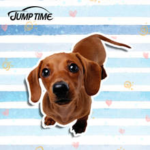 Jump Time 13cm x 12.5cm  Funny Stickers Dachshund Pet Dog 3D Car Styling Vinyl Decal Personality Waterproof Accessories 2024 - buy cheap
